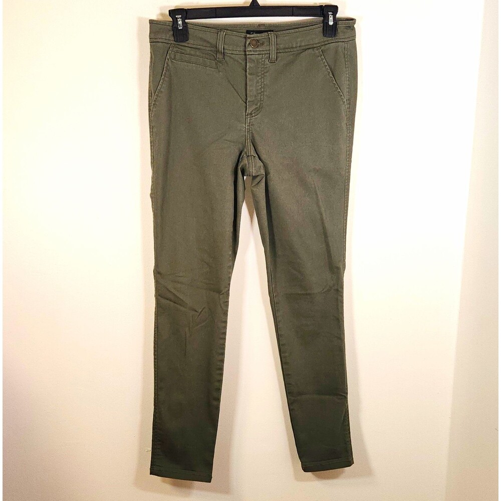 41Hawthorn Women's Green Skinny Twill Pants Size 12 Stretch Pockets Flat Front
